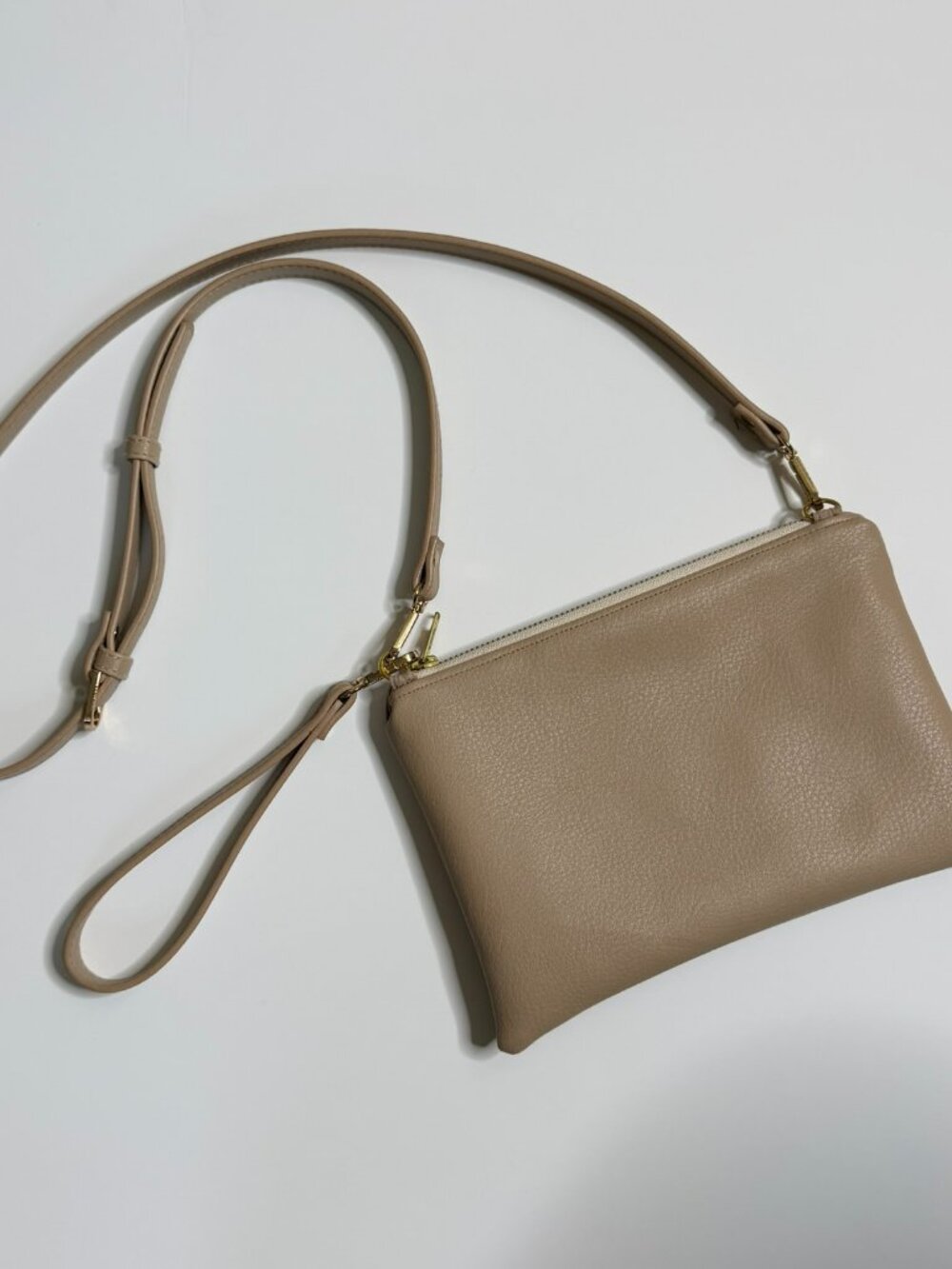 Cassic Tan Vegan Leather Wristlet/Convertible Crossbody Wallet - Modern Mackerie